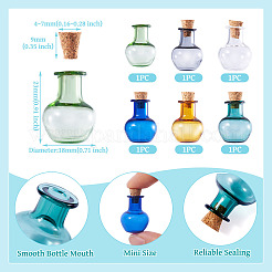 6шт 6 цвета круглые стеклянные пробковые бутылки орнамент&nbsp;AJEW-TA0001-75