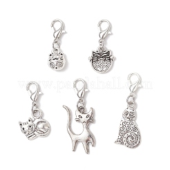 5 шт. подвеска в виде котенка из сплава в тибетском стиле&nbsp;HJEW-JM03894