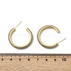 Серьги-гвоздики в форме буквы С из латуни с прозрачным кубическим цирконием EJEW-L261-026G