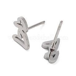 変色しない304ステンレススチールスタッドピアス  ハート  ステンレス鋼色  9x6.5mm&nbsp;EJEW-M242-02H-P