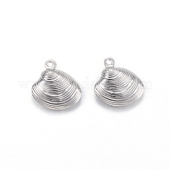 変色しない201ステンレススチールチャーム  シェル  ステンレス鋼色  14x13.5x3.5mm  穴：1.5mm&nbsp;X-STAS-N0014-52P