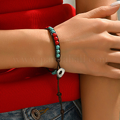 Браслеты из синтетической бирюзы с круглыми бусинами LL2298