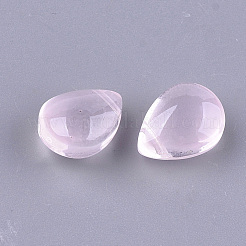 透明スプレー塗装ガラスチャーム  ティアドロップ  ピンク  12x9x7mm  穴：1mm&nbsp;GLAA-S183-14A