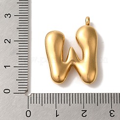 イオンプレーティング（IP）304ステンレスペンダント  バルーンレターチャーム  ゴールドカラー  文字W  26x9.5x6mm  穴：2mm&nbsp;STAS-M017-08G-23
