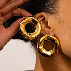 Pendientes de botón de acero inoxidable 304&nbsp;EJEW-C183-02G