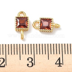 Breloques carrées en laiton pavé de zirconiums cubiques&nbsp;KK-P348-12G-06