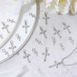 10個真鍮マイクロパヴェキュービックジルコニアペンダント  クロスチャーム  プラチナ  21x13x2mm  穴：3mm&nbsp;ZIRC-SZ0005-70P