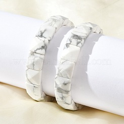 Квадратные синтетические бусины говлита эластичные браслеты для женщин и мужчин&nbsp;BJEW-C097-06V