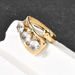 Bagues ouvertes en acier inoxydable 304 avec micro pavé de zircones cubiques pour femmes&nbsp;RJEW-K258-12C-G