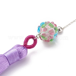 Regalo segnalibro in metallo con decorazioni grandi pendenti in nappa di poliestere&nbsp;AJEW-JK00167-02
