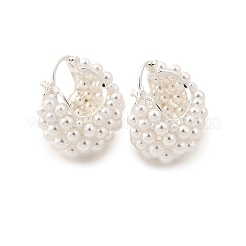 Серьги-кольца из пластика abc с имитацией жемчуга в форме корзины EJEW-S270-08S