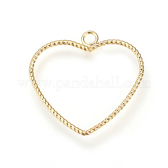 真鍮チャーム  ニッケルフリー  18KGP本金メッキ  ハート  ゴールドカラー  23x23x1mm  穴：2mm&nbsp;KK-Q735-25G