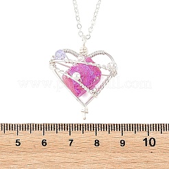 5 unidad de colgante de corazón de cuarzo natural galvanizado en 5 colores&nbsp;NJEW-TA00256