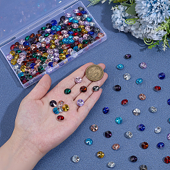 192 Stück 12 Farben Diamant-Glas-Strass-Cabochons&nbsp;RGLA-PH0001-21