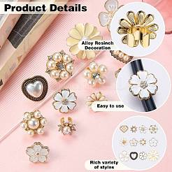 12 pendentif stéthoscope décoratif en alliage et résine émaillée en forme de fleur&nbsp;HJEW-SW00237