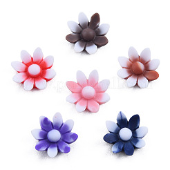オペーク樹脂カボション  花  ミックスカラー  9x9x2.5mm&nbsp;CRES-N030-029