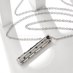 304 нержавеющая сталь черный отпечаток лапы колонна памятные ожерелья с подвеской в виде пепла NJEW-P326-05P