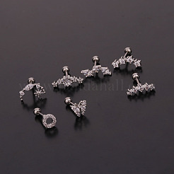 Серьги для хряща из хирургической нержавеющей стали 316L с микропаве из прозрачного кубического циркония WG14BE9-01