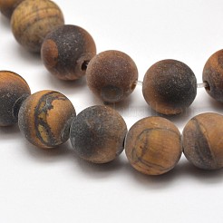 Chapelets de perles rondes en œil de tigre mat naturel&nbsp;G-E262-02-12mm