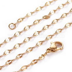 304ステンレススチールアズキチェーンネックレス  カニカン付き  ハンダ付け  ゴールドカラー  17.9インチ（45.5cm）  2mm&nbsp;X-NJEW-F265-A-G
