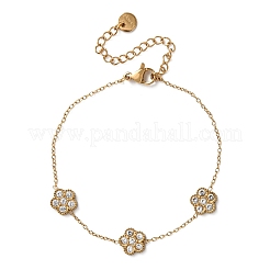 Charm-Armbänder aus Edelstahl 304 mit Mikropavé-Fassung und klaren Zirkonia&nbsp;BJEW-K297-03C-G
