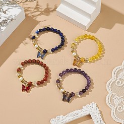 Браслеты из бисера с круглыми бусинами из натуральных драгоценных камней BJEW-JB09052