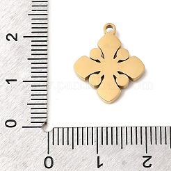 304ステンレスペンダント  花のチャーム  ラインストーン付き  イオンプレーティング（ip）  18KGP本金メッキ  17x15x2mm  穴：1.5mm&nbsp;STAS-K297-02E-G