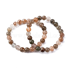 Браслеты из натурального рутилового кварца с круглыми бусинами для мужчин и женщин&nbsp;BJEW-G743-01E