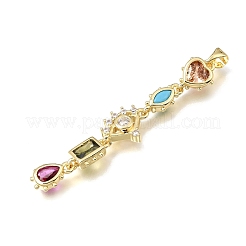 Grandi pendenti in ottone con micro pavé di zirconi colorati&nbsp;KK-E802-18G-A