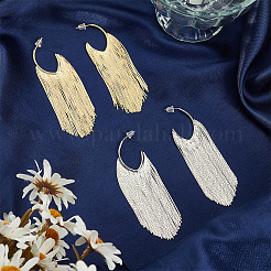 2 пара двухцветных серег-гвоздиков с кисточками из сплава EJEW-AN0004-75