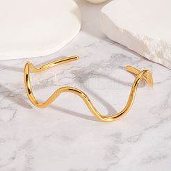 Персонализированные открытые браслеты-манжеты из нержавеющей стали 304 с волнообразным дизайном для женщин ZD3486