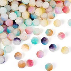 198 шт. 9-цветные матовые стеклянные бусины с эффектом кракле&nbsp;DGLA-TA0001-23