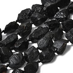 Необработанные грубые нити натуральных черных турмалиновых бусин&nbsp;G-B172-A01