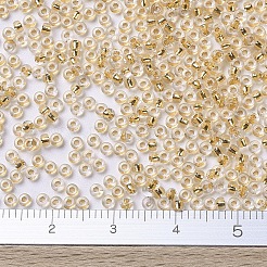 MIYUKIラウンドロカイユビーズ  日本製シードビーズ  11/0  （rr195) 24ktゴールドライニングクリスタル  2x1.3mm  穴：0.8mm  約50000個/ポンド&nbsp;SEED-G007-RR0195