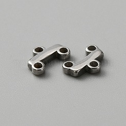 304ステンレスシャンデリア部品リンク  3ループコネクター  長方形/棒  ステンレス鋼色  5x7x1mm  穴：1.2mm&nbsp;STAS-WH0027-34A-P