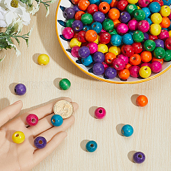 300шт окрашенные бусины из натурального дерева&nbsp;WOOD-PA0001-22
