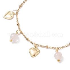 Браслеты с подвесками из натурального розового кварца круглой формы BJEW-JB12029-01