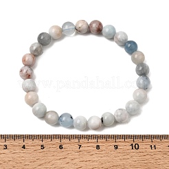 Bracelets extensibles en perles rondes d'aigue-marine naturelle de 8 mm pour femmes&nbsp;GG-CBA6C75-A01-8mm