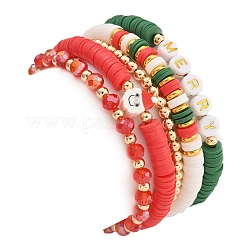 Bracelets à thème de Noël en argile polymère&nbsp;BJEW-TA00546