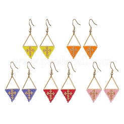 Серьги-подвески из ромбовидного бисера ручной работы&nbsp;EJEW-MZ00542