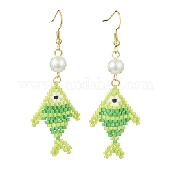 Boucles d'oreilles pendantes en acier inoxydable 304 avec perles de verre cylindriques&nbsp;EJEW-MZ00815