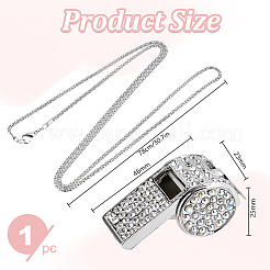 1 шт. железный свисток со стразами кулон попкорн цепочка ожерелья для женщин&nbsp;NJEW-DR0001-03A