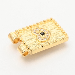 Подвески из латуни с прозрачным микропейвом и черным фианитом&nbsp;ZIRC-O036-54G