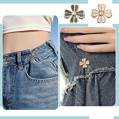 4 Stück 2 Farben Blumenlegierung Emaille verstellbare Jeansknopfstifte&nbsp;DIY-TA0014-92