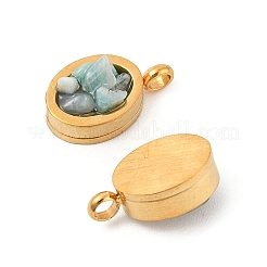 Овальные подвески из натурального смешанного драгоценного камня из нержавеющей стали 304 KK-P300-10G