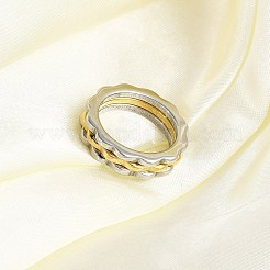 女性用304ステンレススチール指輪  ゴールデン·ステンレス鋼色  usサイズ7（17.3mm）&nbsp;RJEW-A052-01A-GP