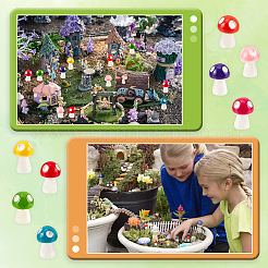 Ahademaker 160 шт. 8 цвета мини фигурки грибов из смолы DJEW-GA0001-34