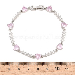 Armbänder aus Messing mit Zirkonia-Pavé-Herzgliederkette für Damen&nbsp;KK-CBA68DA-10P-02