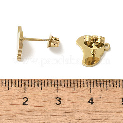 イオンプレーティング（IP）304ステンレススチールスタッドピアス金具  ムーン  ゴールドカラー  10x10.5mm  穴：1.2mm  ピン：11x0.7mm&nbsp;STAS-I206-51G