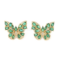 Aretes de latón chapado en rack con circonio cúbico para mujer&nbsp;EJEW-G394-06G-03